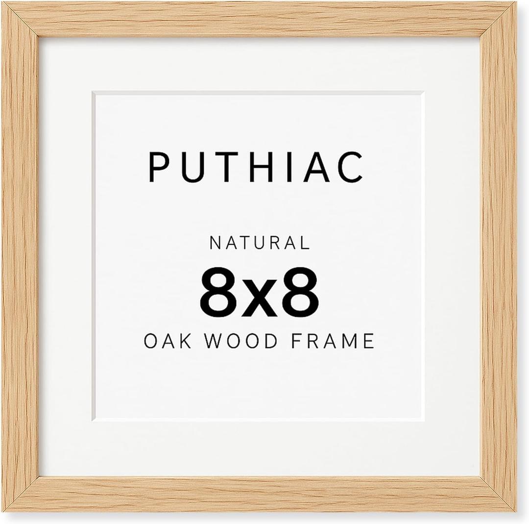 8x8 Oak Wood Picture Frame - 8x8 Photo Frame, 8x8 Picture Frame Wood, Natural Solid Wooden Picture Frames for Wall Art Photo and Prints(1 Pack, Beige)