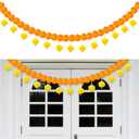 Riceshoot 1 Pcs Marigold Garland for Day of The Dead Decorations 4.6 Feet Long Strands Artificial Marigold Flowers with Pearls Decor for Da De Los Muertos Indian Wedding Toran Door Decor (Orange)