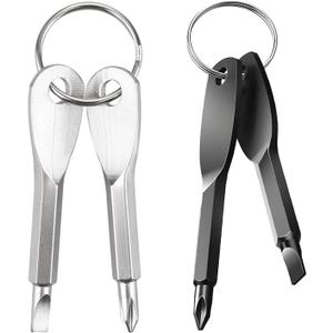 2 Pack Gifts for Men 4 in 1 Keychain Screwdriver Set with Phillips, Slotted and Hex Wrench - Stocking Stuffers for Men Cool Gadgets