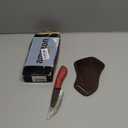 Fixed Blade Knife, 8" Carbon Steel Fixed Blade Hunting Knife Resin Handle with Leather Sheath, Survival Camping Knives GK-701 Gift for Skinning (Red)