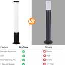 SkyGlow 32" Bollard Light, 120V Line Voltage Aluminum LED IP65 Waterproof Outdoor Modern Landscape Path Lights Hardwired Curb Appeal for Garden Lawn Patio Courtyard Driveway Pathway Lighting