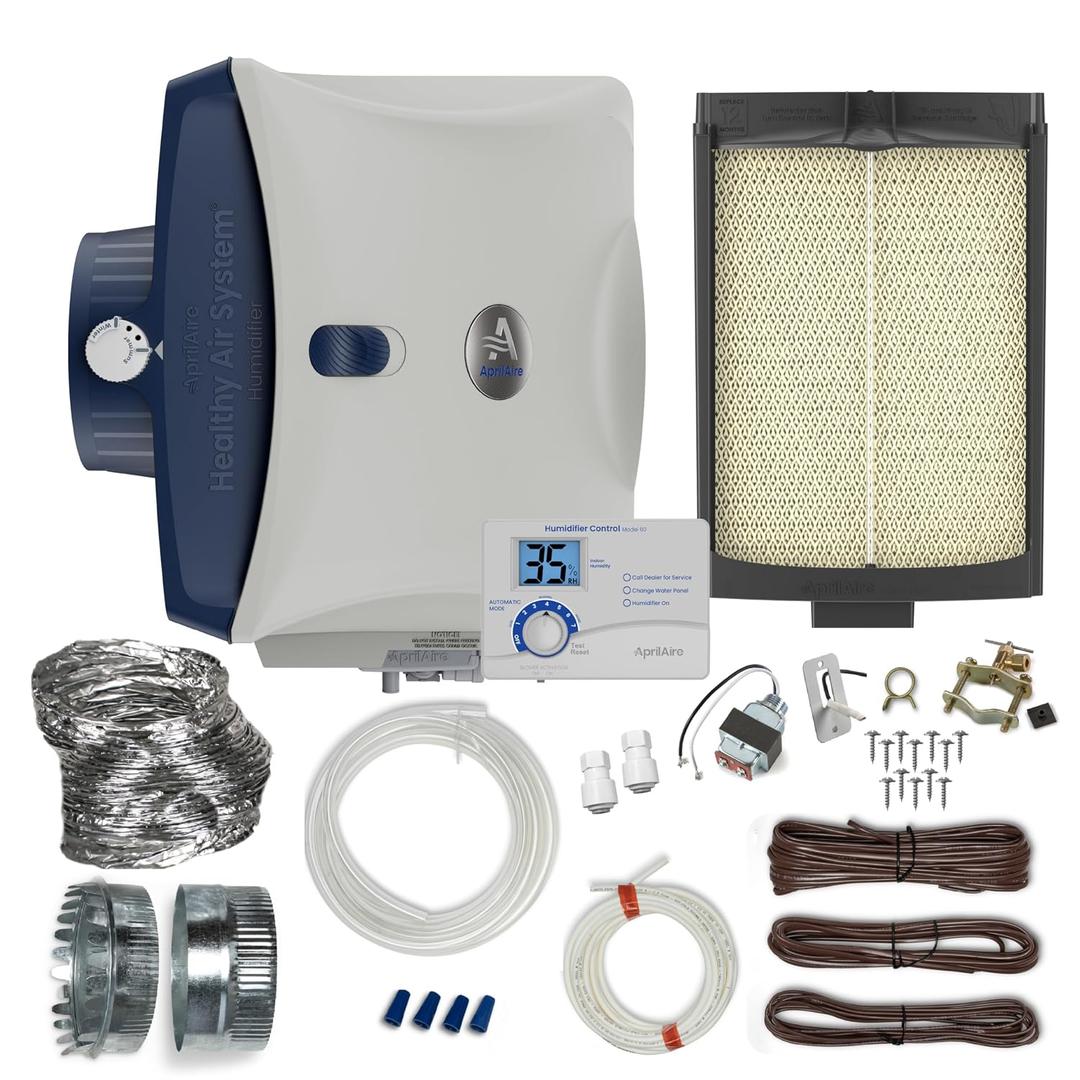 AprilAire 620AKZ Whole-House, Large Bypass Evaporative Humidifier – 18 Gallons Per Day, Water Saving with Automatic Digital Control and Installation Kit for up to 5,300 Sq. Ft.