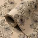 WRAPAHOLIC Kraft Black Floral Wrapping Paper Roll - Mini Roll - 17 inch x 16.5 Feet - Vintage Black Flower Wrapping Paper for Mother’s Day, Birthday, Wedding, Bridal Shower, Tea Party
