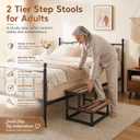 2 Tier Step Stools for Adults with Non-Slip Stickers, Heavy Duty Bed Steps for High Beds,Kitchen Step Stool,Wide Wooden Step Stools for Kids, Step Stool for RV