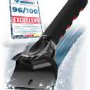 Car Ice Scraper for Car Windshield Test Winner 2026* - Ergonomic Professional Snow Scraper for Car Fast & Strong - Efficient & Safe Windshield Scraper for Ice and Snow (Black - Red)
