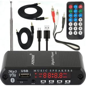 Bluetooth Audio Receiver FM Radio,MP3 Digital Player,LED 4-Digital Display,SD Card/USB Playback 3.5mm Audio Output(Black)