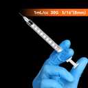100PACK U-100 Syringes 30G 5/16" (8mm) 1ml/cc, Disposable Syringe, Lab Supplies, Individual Wrapped, Pack of 100
