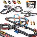 Slot Car Race Track 1:43 Scale For Kids LED Tracks Electric Powered Dual Racing 4 Cars with Headlights Toy Big Track Sets Gift for Boys Children 6+ Years Old