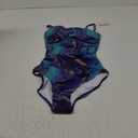 Eomenie Women's Push Up Wrap Front Swimsuit One Piece Tummy Control Bathing Suits Bandeau Support Slimming Swimwear (Medium, Purple and Blue Printed)