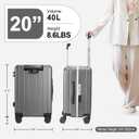 MRPLUM Carry On Luggage Double Handle Suitcase with Net Pocket,Hard Shell Spinner Wheels Luggage with TSA Lock&Seat Belt,20 inch,Grey