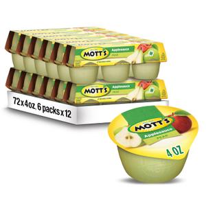 Mott's Pear Applesauce, 4 Oz Cups, 72 Count (12 Packs Of 6), No Artificial Flavors, Good Source Of Vitamin C, Nutritious Option For The Whole Family (4 Ounce (Pack of 72))