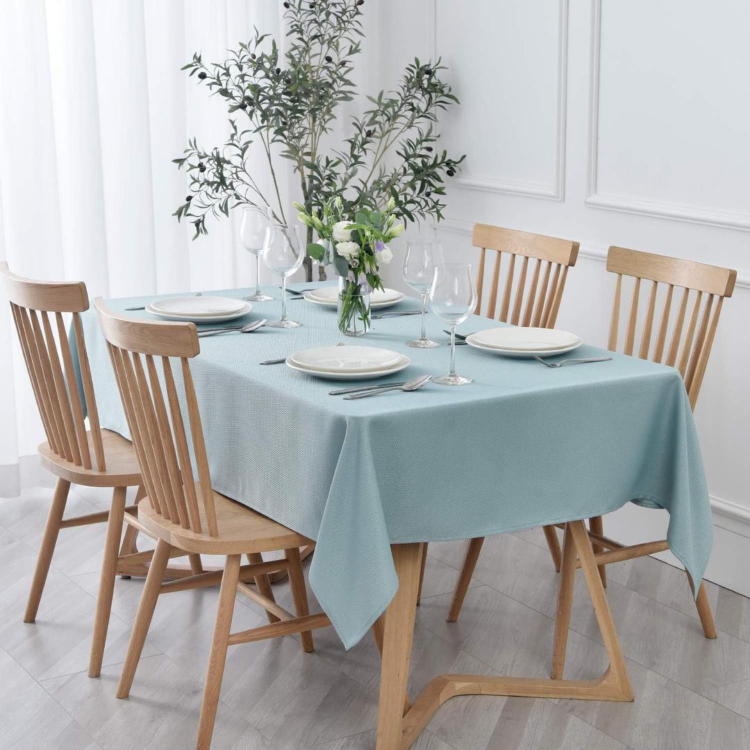 maxmill Jacquard Tablecloth Stain Resistant Waterproof Wrinkle Resistant Spillproof Washable Soft Textured Table Cloth for Dining Room, Indoor and Outdoor Use, Rectangle 60 x 140 Inch, Dusty Blue