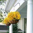 Redbaker 24 Bundles Yellow Sunflower Faux Mums for Outdoor Artificial Flower with Stems Bouquet Fake Plants Bulk UV Resistant Plastic No Fade Wedding Fall Garden Home Window Decor (Sunflower)