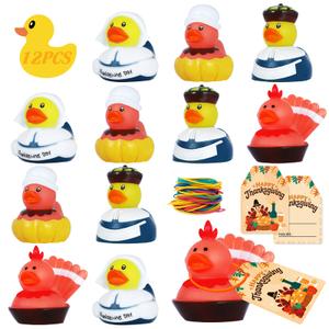 BOZILY 12 PCS Rubber Ducks in Bulk with 12 Thank You Cards & Bands, Mini Rubber Ducks Set for Cruise Ships, Multi-Use and Party Favors for Adults, Mini Collectible Ducks for Car Dash