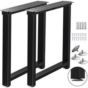 TOCRETOARE Metal Table Legs Heavy Duty, 28”H x 24”W, Metal Furniture Legs for Dining Desk Bench and Coffee Table, Industrial Black DIY Iron Bench Legs, Set of 2