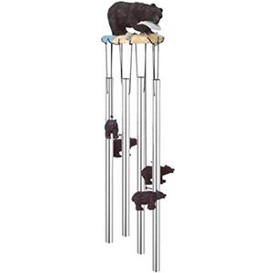 StealStreet SS-G-41634, Round Top Black Bear Hanging Garden Decoration Wind Chime