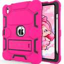 CCMAO Case for iPad 11-inch (A16) 2025/ iPad 10th Generation 2022 (10.9 Inch) with Durable Kickstand, Pencil Holder, Hybrid Heavy Duty Shockproof Protective Case for iPad 11/10 Gen, Pink+Black
