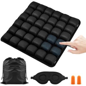 Airplane Seat Cushion, Portable Air Pad with Built-in Pump for Long Flights & Car Rides, Inflatable Seat Cushion for Office,Travel & Hard Dining Chairs, Ergonomic Comfort Support(COLOR:Black)