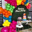 Summer Pool Party Balloon Garland Arch Kit, 148pcs Hot Pink Orange Rainbow Balloons with Flower Foil Balloons Beach Balls for Hawaiian Beach Party Supplies Tropical Luau Pool Party Decorations