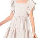 Imily Bela Girls Square Neck Summer Dress Ruffle Sleeve A-line Swing Casual Party Mini Dresses 5-14 Years
