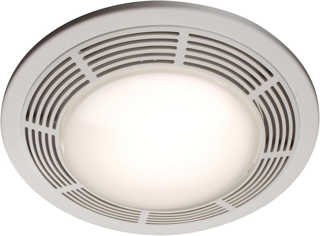 Broan-NuTone 750 Round Fan and Light Combo for Bathroom and Home, White Grille with Glass Lens, 100-Watts, 3.5 Sones, 100 CFM