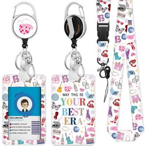 Best Era Console Lanyards for ID Badge, Lanyard ID Card Holder with Retractable Reel Clip and Keychain, Vertical Heavy Duty Identity Badge Cover Case Protector for Teacher Nurse Women Men