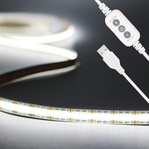 PAUTIX 5V USB LED Strip Light 6.56ft/2m, 640LEDs 1200lm Dimmable COB LED Strip 6000K Daylight White CRI90+ USB Powered Backlight for Sewing Machine,Mirror, Cabinet, Wardrobe, DIY Lighting Project