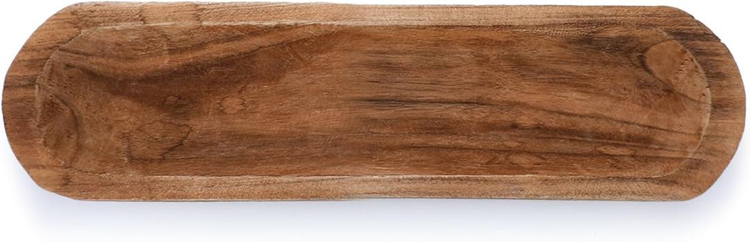 Xaatren Large Wooden Dough Bowl Decorative Wooden Bowl Rustic Long Dough Bowls Decor for Farmhouse Home Dining Table Centerpiece Living Room Kitchen Decorations(20 x 6 Inch,Brown)
