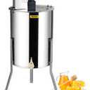 VEVOR Electric Honey Extractor, 4/8 Frame Stainless Steel Beekeeping Extraction, Honeycomb Drum Spinner with Transparent Lid, Apiary Centrifuge Equipment with Height Adjustable Stand, Silver