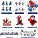 For Cartoon spidey themed birthday party supplies. These decorations include "Happy Birthday" banners, tableware, tablecloths, balloons, large and small skewers, and party-themed decoration sets.
