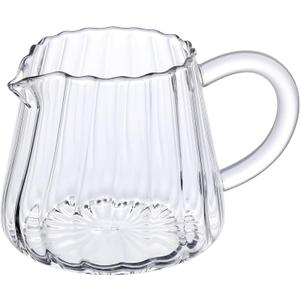 5 oz Clear Glass Pitcher for Milk and Creamer, Mini Beverage Jug with Handle and Pour Spout, Small Serving Container for Coffee, Syrup, Juice and Daily Kitchen Use