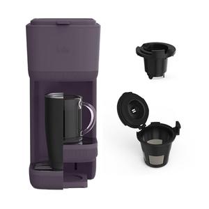 BELLA Single Serve Coffee Maker, Coffee Ground Compatible with Removable, Adjustable Drip Tray, Auto Shutoff & Reusable Dishwasher Safe Accessories, Brews 6oz to 14oz, 1000 Watt, Plum