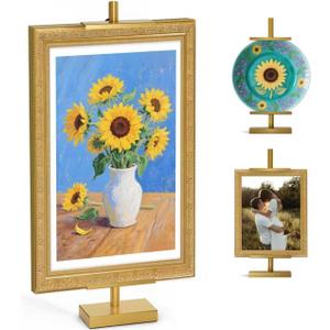 Adjustable Tabletop Easel Stand, Picture Easels for Display Up to 29" H, Metal Picture Frame Holder Stand Table for Art, Photo (Gold)