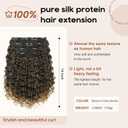 FLUFYMOOZ 4PC Clip in Hair Extensions, 14 Inch 100 Pure Protein Silk Short Hairpiece Deep Curly Wavy Hair Extensions Clip in Natural Soft Hairpiece for Women-Brown to Dirty Blonde