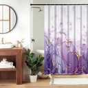 Purple Shower Curtain, Abstract Marble Shower Curtain for Bathroom Waterproof Fabric Shower Curtain Set with Hooks 60x72 inches