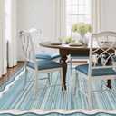 Lahome Estelle Scalloped 8x10 Area Rugs for Living Room, Washable Soft Blue Rug for Bedroom, Abstract Modern Non Slip Low Pile Indoor Carpet for Dining Room Home Office (Blue,8x10)