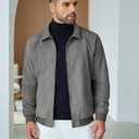 COOFANDY Men's Casual Suede Bomber Jacket Lightweight Full Zip Up Jackets Vintage Faux Leather Jacket (Gray, M)