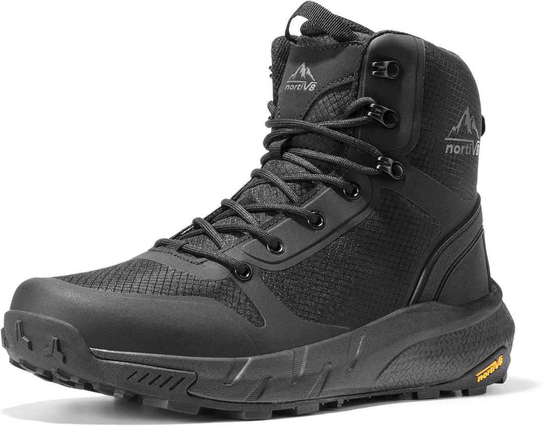 NORTIV 8 Men's Military Tactical Boot Lightweight Comfortable Boots for Work All Day Side Zipper Motorcycle Combat Hiking Boots 8 Inches Metrostrike (9.5, Black)