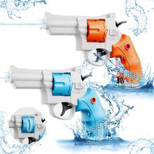 Revolver Water Gun for Adults & Kids,2PCS Spray Gun Toys,Long Range 23-30 FT Squint Guns for Summer Swimming Pool Beach Party and Outdoor,Fun Shooting Game,Material with a Matte Texture (Blue+Orange)