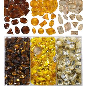 Sinyanail 950 Pcs Gradient 3 Colors Acrylic Large Sew on Rhinestones Setting Crystal Gems Diamond Stone 2 Holes Flatback Rhinestones for Jewelry Clothes Shoes Bag Costume (Yellow)
