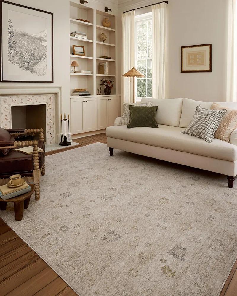 Loloi Chris Loves Julia Louisa Collection LOI01 Oatmeal/Stone 5'3" x 7'6", .38" Pile Height, Area Rug
