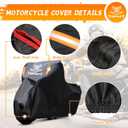 Motorcycle Cover, All Season Waterproof Outdoor Protection with Lock-Holes, Night Reflective & Storage Bag, Fits up to 104" Cruisers, Touring, Dirt Bikes (Black)
