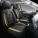 Yeleno02 Leather Car Seat Covers 5 Seats Front & Rear Seat Protector Full Set Universal Fit, Airbag Compatible (Black&Yellow)