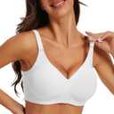 PoseFree Post Surgery Bra Front Closure, Compression Bras for Women Post Op Support After Breast Augmentation, Reduction (Large, B02-white)