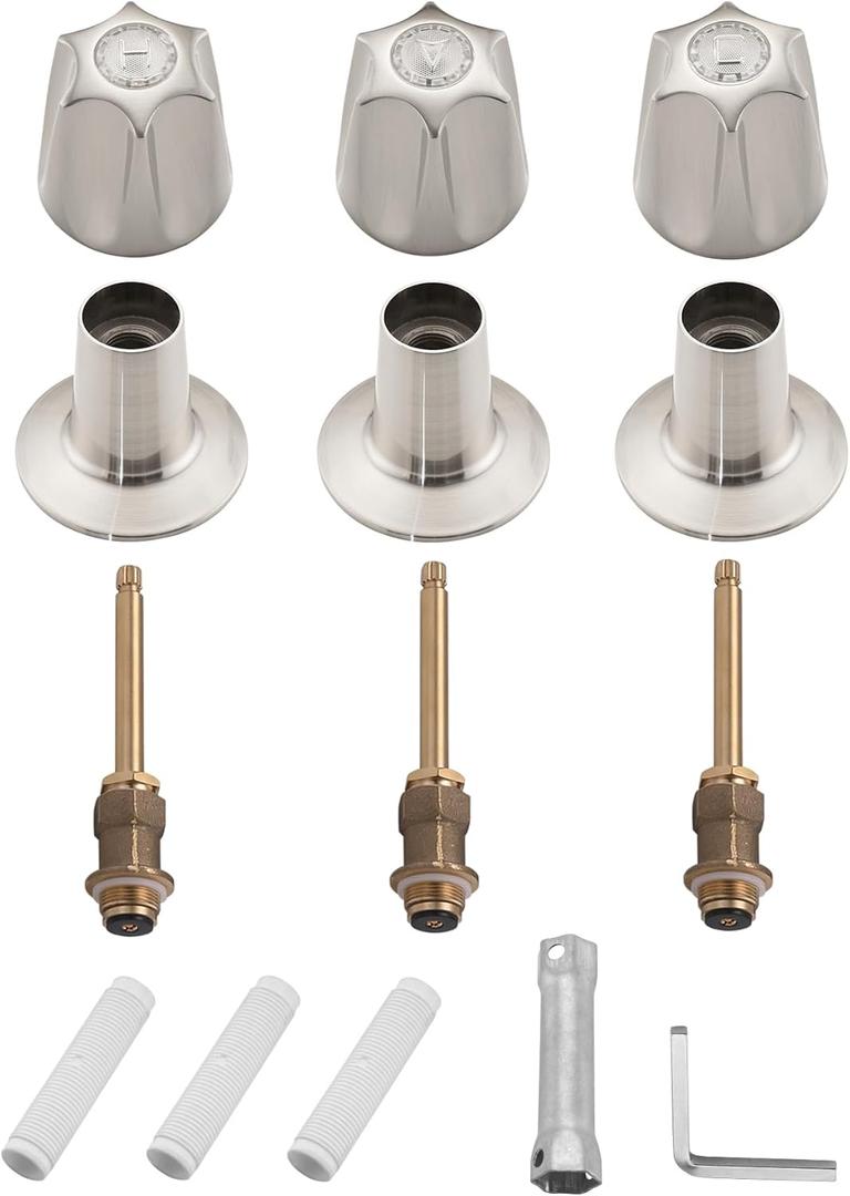 Bathtub& Shower 3-Handle Remodel/Rebuild Trim Kit Replacement for Price Pfister Verve, 3 Knob HandleBrushed Nickel
