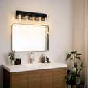 5-Light LED Vanity Light Fixture in Black - Modern Bathroom Lighting, Over Mirror Illumination | Multicolor Temperature 3000K-6000K | Stylish Bathroom Decor & Energy-Saving 25W Vanity Lighting