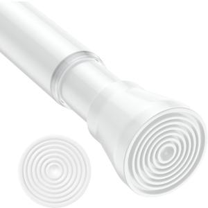 Spring Tension Curtain Rod for Windows 45 to 77 inch White Long Tension rod Adjustable Spring Curtain Rods No Drilling Short Tension Rod for Kitchen, Closet, Bathroom, Bookshelf