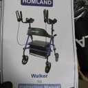 Upright Walkers for Seniors, Stand Up Rollator Walker with Adjustable Padded Armsupport & Seat, Folding Rolling Walker with 8'' Wheel Suitable for All Terrain, Blue