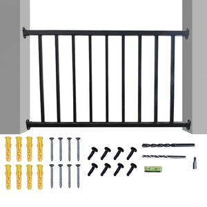 36inch x 4 feet Deck Railing- Textured Black Powder-Coated, Modern Porch Railing Panel, Rust-Proof Safety Guardrail for Outdoor Balcony, Stairs & Patio (1 Panel, No Posts)