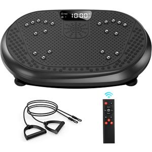 Vibration Plate Exercise Machine, Vibrating Fitness Platform for Lymphatic Drainage, 450 lbs Capacity Full Body Shaker Workout Equipment, Bluetooth Shaping Vibrate Plate, Board Sport for Home Exercise (Black)